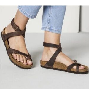 NEW Birkenstock Yara Oiled Leather Sandals Mocha Size 37 6 6.5
